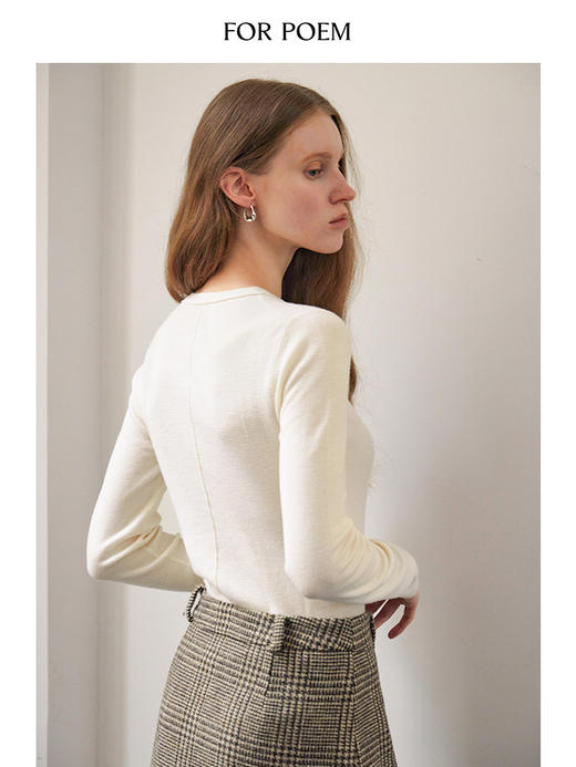 ForPoem 现货 24/FW原创设计百搭简约100美丽诺羊毛花朵针织打底衫 商品图4