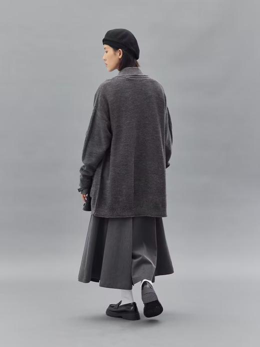 步履不停/4C13216C/复古慵懒风镂空长款宽松羊毛开衫外套 商品图2