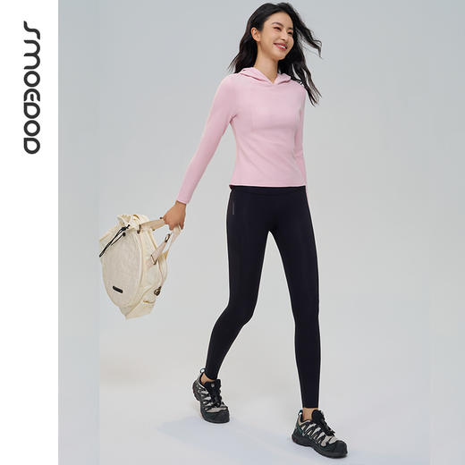 SMOEDOD/水沐伊朵肌理感软糯连帽卫衣女外套拉链休闲跑步上衣帽衫50173 商品图2