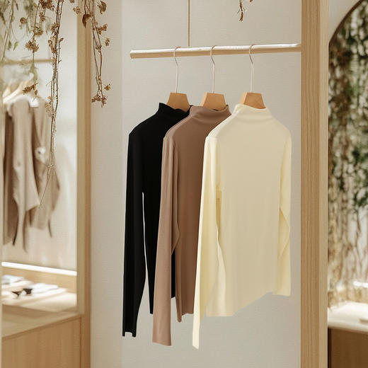 【保暖自发热】官网859！ 秋冬轻热暖绵羊毛半高领打底衫女 纯色舒适百搭轻薄保暖可外穿 商品图7