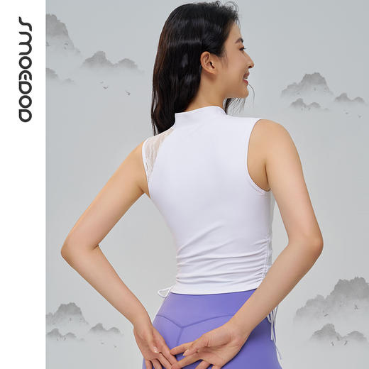 SMOEDOD/水沐伊朵国风瑜伽背心女手工盘口蕾丝拼接时尚百搭50036 商品图3