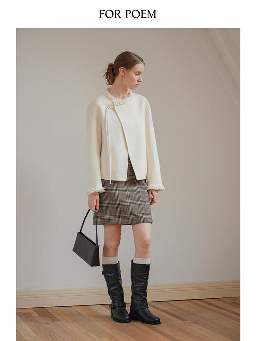 ForPoem 现货 24/FW原创设计100羊毛新中式花边领双面尼大衣 商品图4