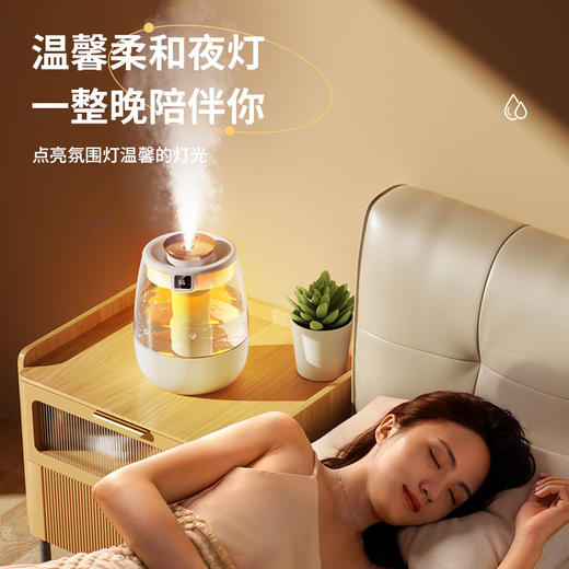 【纳米雾化！温馨小夜灯】桌面加湿器大容量usb家用卧室办公室便携式迷你净化器空气大雾量，大口径透明水箱，可视化水箱。ry 商品图1