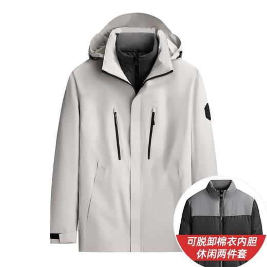 【三合一冲锋衣】【新款DK】大依优型大码棉衣内胆可脱卸帽冲锋衣套男宽松加肥加大码上衣夹克户外衣两件套 商品图5