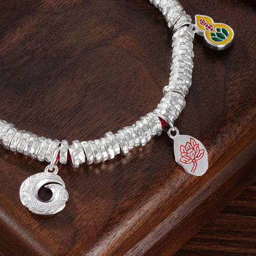 子佩集S999银【一叶福生】手串【SC000729】纯银钱串手链腰缠万贯盘缠盘缠2409 商品图5