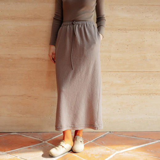 绽放734朵/早秋肌理感毛边直筒半身*羊毛混纺百搭中长连衣裙 商品图0