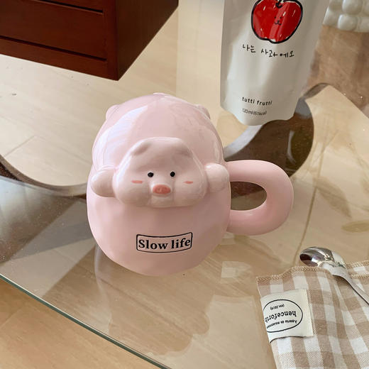 【马克杯带盖，高颜值陶瓷杯子，可爱情侣款，送女友闺蜜生日礼物】马克杯带盖可爱水杯 情侣创意高颜值陶瓷杯子 生日礼物送闺蜜女朋友-QQ 商品图5