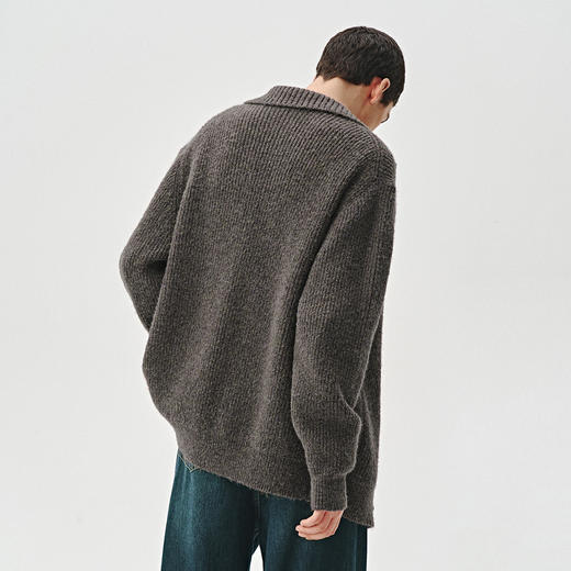 714street仿马海毛高领毛衣开衫2024秋冬新款情侣装针织开衫外套 商品图4