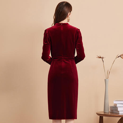 EITIE爱特爱秋季新款束腰显瘦修身百搭通勤连衣裙7507243 商品图5