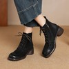 【预售5天】时尚舒适厚底马丁靴女真皮圆头松糕系带短靴冬季高跟复古单靴DPJ&7076 商品缩略图1