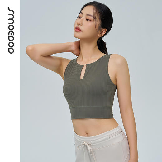 SMOEDOD/水沐伊朵一体杯式运动瑜伽背心圆领设计感包裹显瘦50136 商品图1