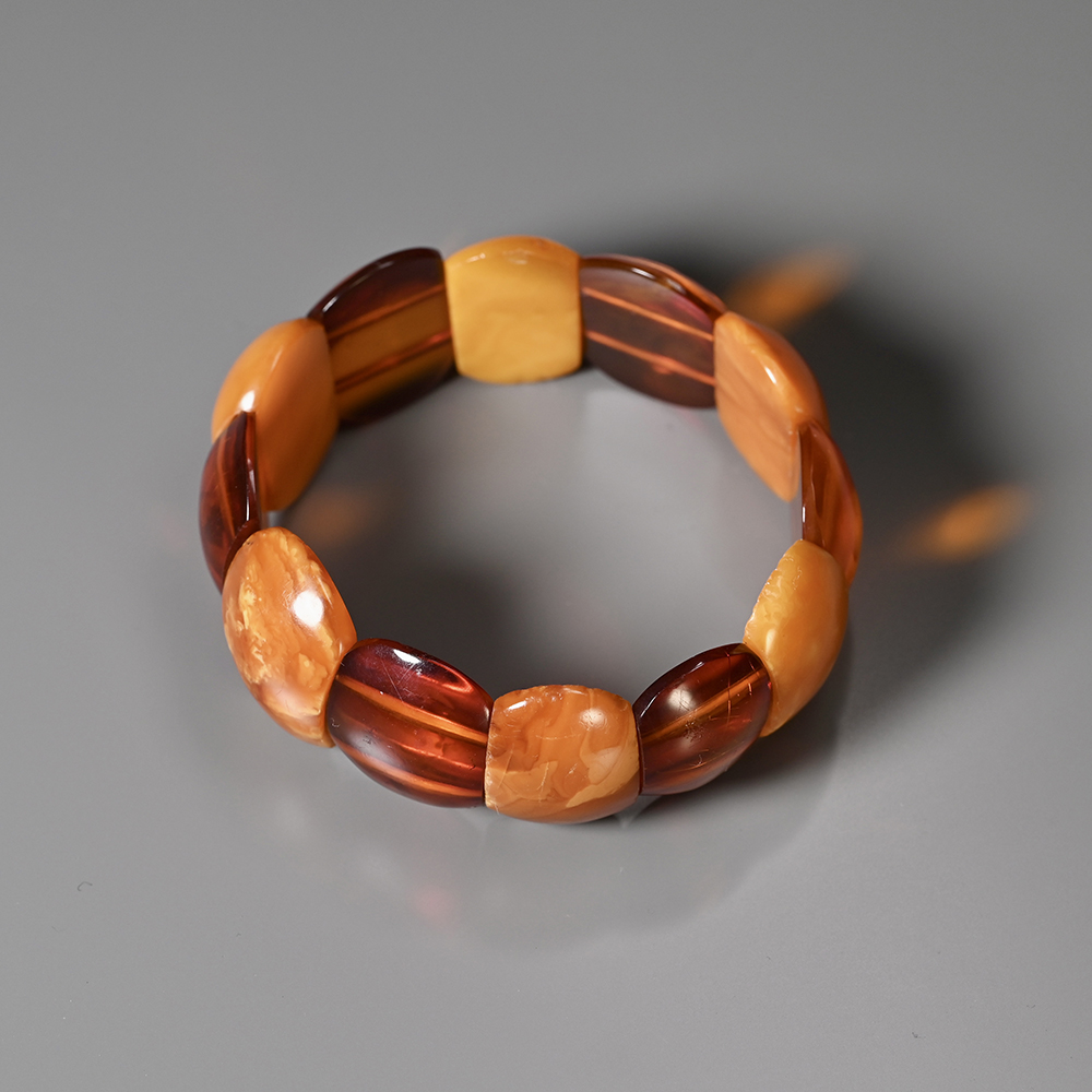 欧洲古董琥珀蜜蜡宽手镯