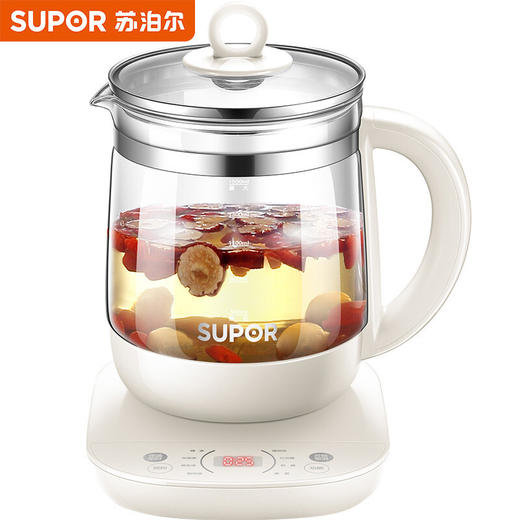【苏泊尔】养生壶 1.5L全自动按键高硼硅玻璃办公室煮花茶壶SW-15YJ33（米黄色） 商品图0