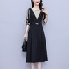 雀说新款时尚洋气圆领撞色拼接中长裙AL2622 商品缩略图2