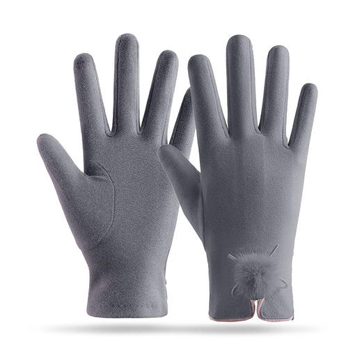 秋冬手套新款【蝴蝶结女士加绒防风防寒保暖手套】骑行开车可触屏仿兔绒毛口 商品图14