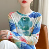 雀说新款天丝防晒打底衫女士轻奢感亲肤透气彩色印花薄款针织上衣AL03-163 商品缩略图2