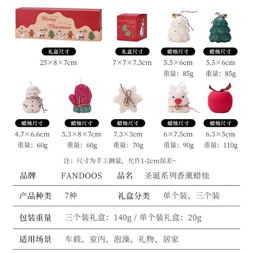 圣诞节潮玩香薰造型蜡烛摆件礼盒礼物装饰可爱雪人麋鹿雪花 商品图3