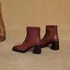 【预售5天】秋冬新款粗跟方头后拉链短筒时装靴韩版羊皮舒适通勤气质短靴MT&MX3963 商品缩略图5