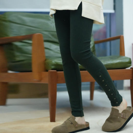 绽放732朵/随意打底裤秋冬*棉混纺柔软坑条弹力开衩叠穿裤子 商品图2