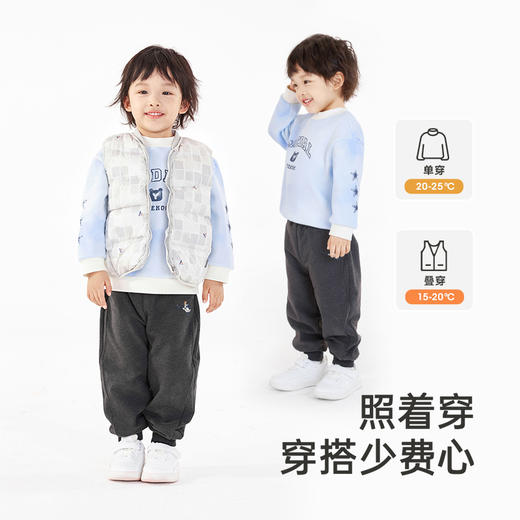 英氏儿童长袖卫衣秋季加绒保暖男童休闲套头衫百搭新款T恤 商品图2