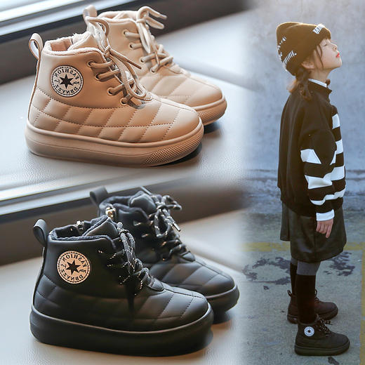 严选新款雪地靴男童女童棉靴加绒款棉靴软底面包鞋儿童雪地靴2024款 商品图0