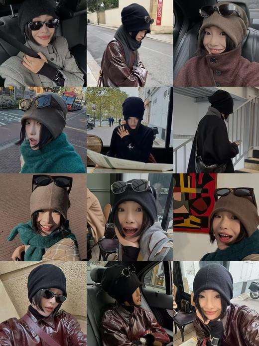 HIDEMI【辛芷蕾同款】进口美利奴羊毛极简堆堆感慵懒冷帽 黑色/摩卡灰/羊毛米/卡其酥/艺术灰 商品图1