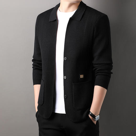 【新款DSK】大依优型大码男装休闲开衫毛衣拉链翻领针织衫夹克外套 商品图6