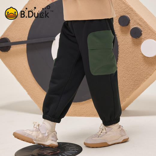 B.Duck小黄鸭童装休闲撞色长裤冬季男童宽松束脚裤105-150 BF5563922 商品图2