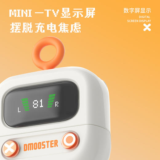 象鼻子联名 大怪兽mini TV 潮萌小电视无线蓝牙耳机 数字屏显 D76 商品图5