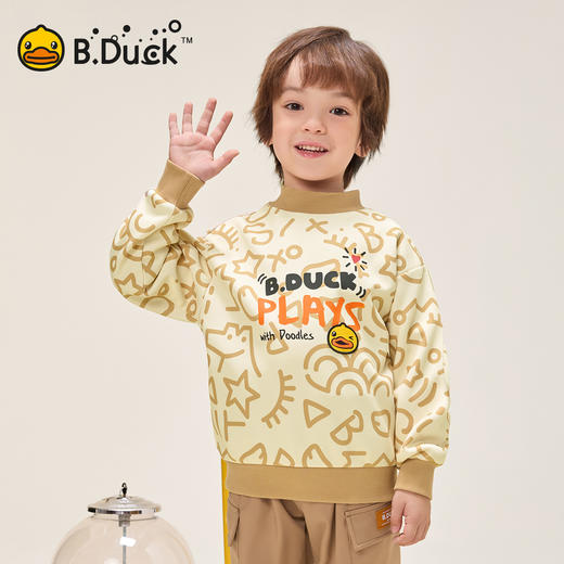 B.Duck小黄鸭童装中高圆领卫衣冬季男童满印上衣105-150 BF5531032 商品图0