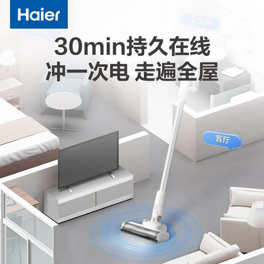 海尔海尔(Haier)无线吸尘器家用手持小型轻量大吸力除螨车载宠物吸猫狗毛 轻盈除尘 可水洗尘杯G17W 商品图5