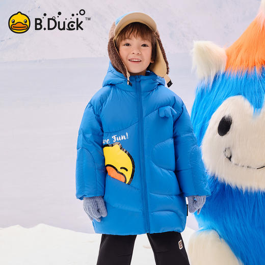 B.Duck小黄鸭童装冬季男女童连帽中长款羽绒服外套105-150 BF5516012 商品图0