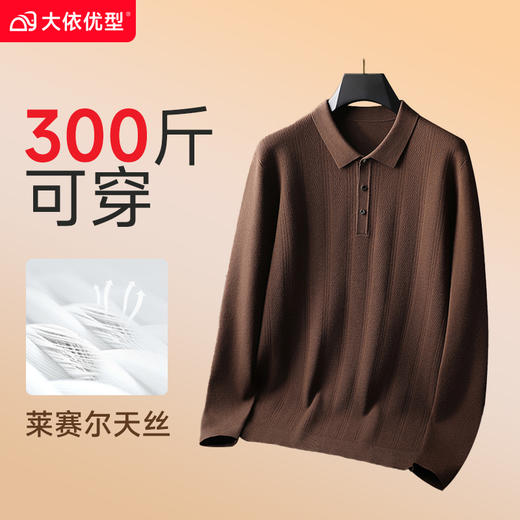 【莱赛尔】【新款DG】大依优型翻领POLO长袖毛衣针织衫休闲针织衫毛背心加肥加大上衣男士胖子大码毛衫t恤打底 商品图9