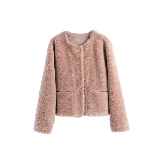 绽放旅行女装719朵/秋冬绒感玫瑰温柔气质羊羔毛绒感开襟短外套 商品图4