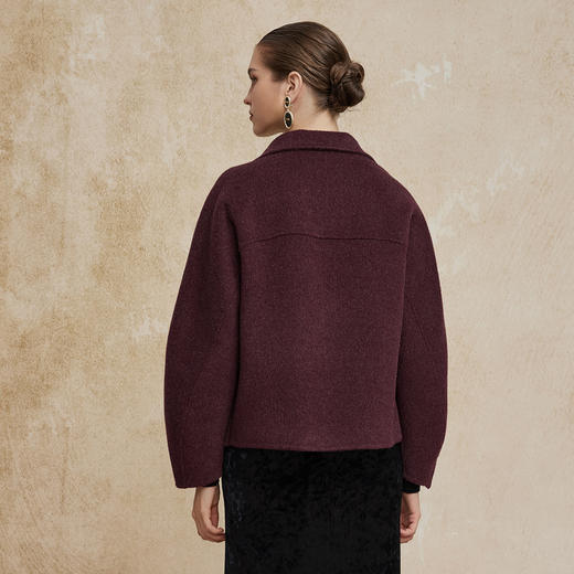 PH941斯尔丽24新款含骆驼绒双面呢大翻驳领廓形小个子百搭短款羊毛大衣 商品图1