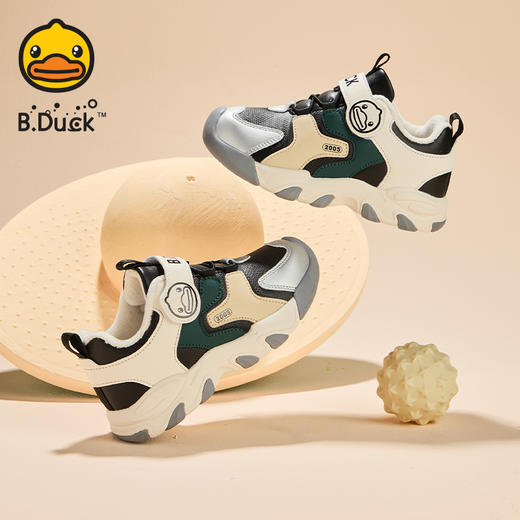 B.Duck小黄鸭童鞋冬季男女童加绒防滑运动鞋休闲鞋28-35 B5586978 商品图2