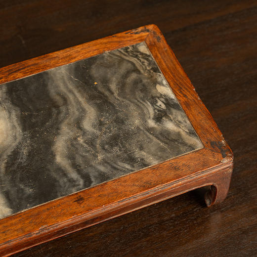 清早期 黄花梨镶云石马蹄腿案上几摆件 商品图3