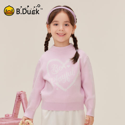 B.Duck小黄鸭童装时尚圆领毛衣冬季女童修身针织衫105-150 BF5512939 商品图2