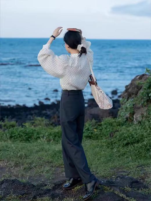 浮生八记/24C088/醋酸羊毛打褶西装裤牛角扣腰带休闲裤 商品图2