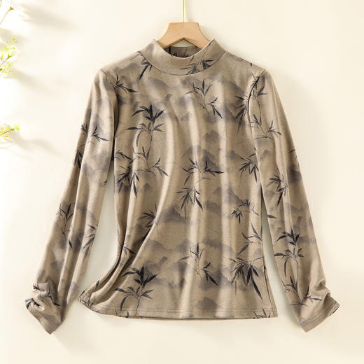 秋季新款【新中式水墨国风】小立领打底衫女内搭高级感可外穿国风打底衫 商品图0