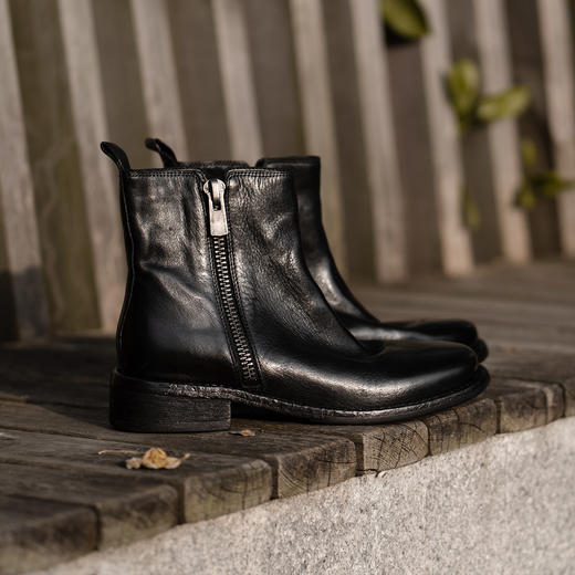 【阿么古纹马皮鞋】复古高级感百搭短靴侧拉链2025新款时装靴女3CM 商品图3