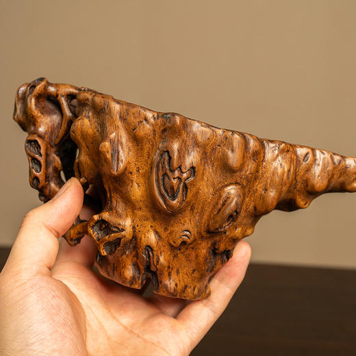 清早期 沉香木雕树纹爵杯 商品图3