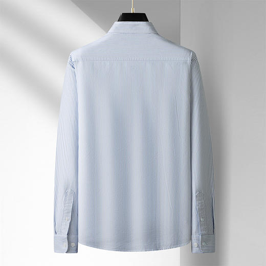 【100%棉】【新款DM】大依优型大码纯棉条纹长袖衬衫男宽松加肥加大码男士休闲商务衬衣上衣胖子 商品图7