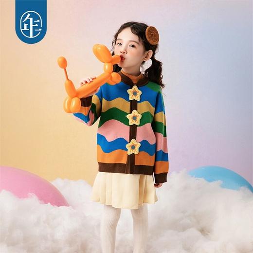 【星光嘉年华】年衣童装女童针织衫秋新款毛衣羊毛衫撞色上衣外套G 商品图2