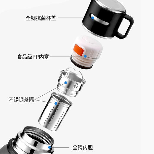 严选 | 316不锈钢保温杯 男女户外手提运动高颜值600ml大容量保温壶 杯盖两用+独立茶仓设计 商品图1