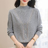 CC-38-6215秋冬款女士毛衣大码半高领洋气厚实百搭纯羊毛针织打底衫宽松上衣 商品缩略图1