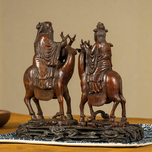 清 竹雕寿星摆件（红木座） 商品图4