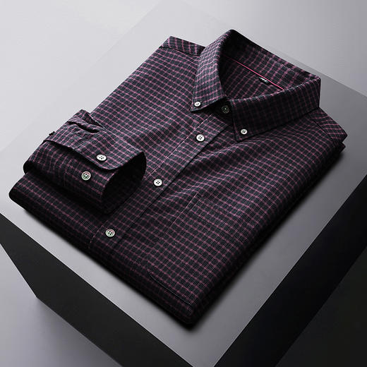 【新款DM】大依优型大码磨毛格子长袖衬衫男宽松加肥加大码男士休闲商务衬衣上衣胖子 商品图6