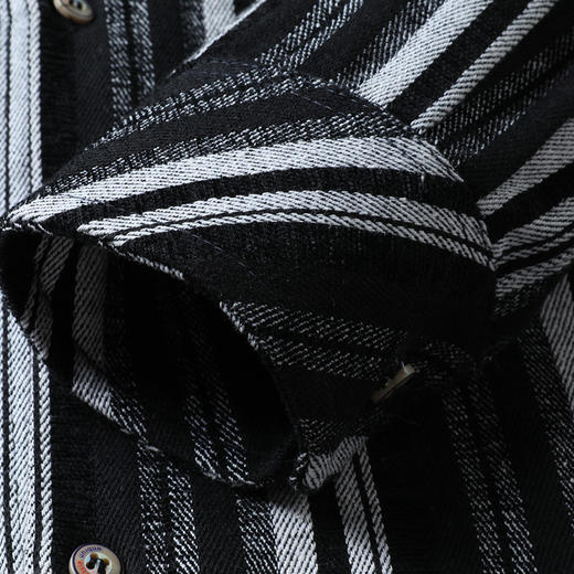 【新款DB】大依优型大码男装厚长袖衬衫条纹商务休闲上衣外套加肥加大胖子舒适打底 商品图9