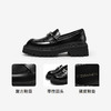 千百度复古新中式厚底乐福鞋女款秋季深口黑色小皮鞋增高A24453906 商品缩略图3